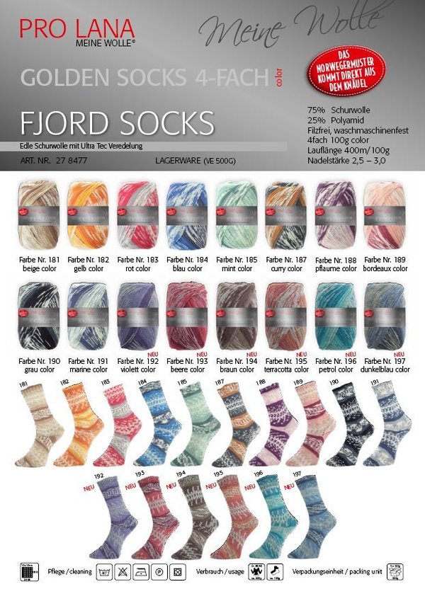 ProLana Golden Socks 4-fach Fjord Socks, Farbe 181