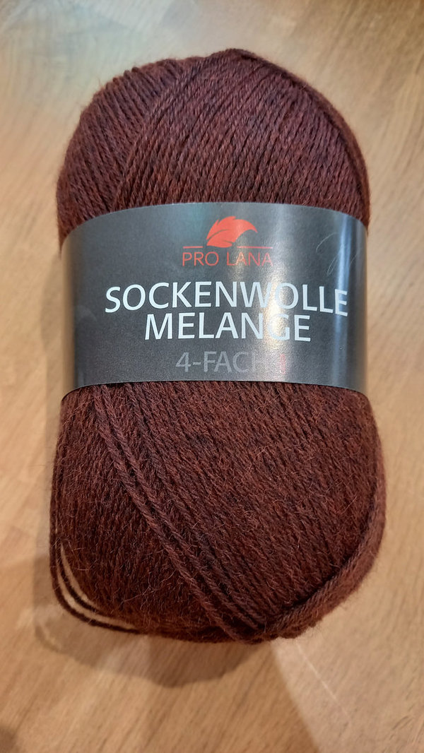ProLana Sockenwolle Melange, 4-fach, Farbe 28 bordeaux-meliert