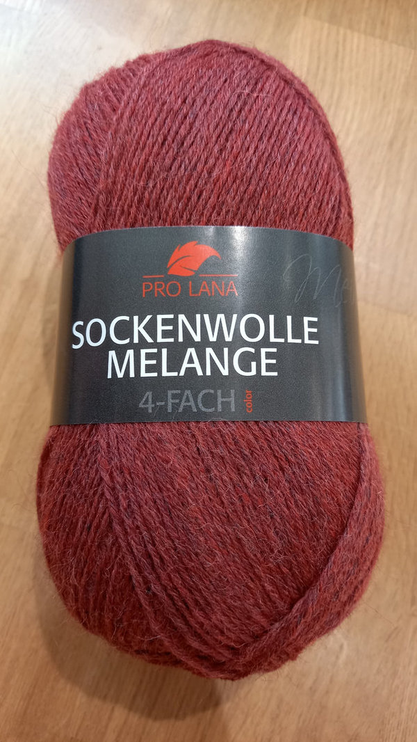 ProLana Sockenwolle Melange, 4-fach, Farbe 31 rot-meliert