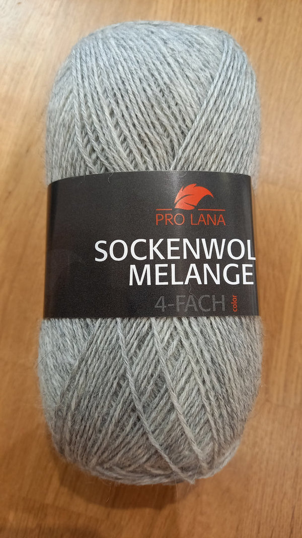 ProLana Sockenwolle Melange, 4-fach, Farbe 91 hellgrau-meliert