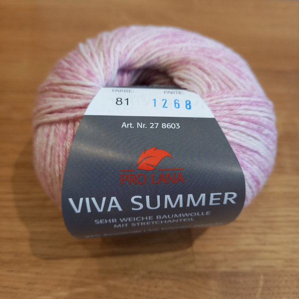 Pro Lana, Viva Summer, Baumwolle mit Stretch-Anteil, 50 g, rosa-meliert