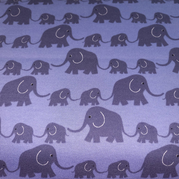 Westfalenstoffe Interlock Jersey "Elefanten", graublau, 50 cm